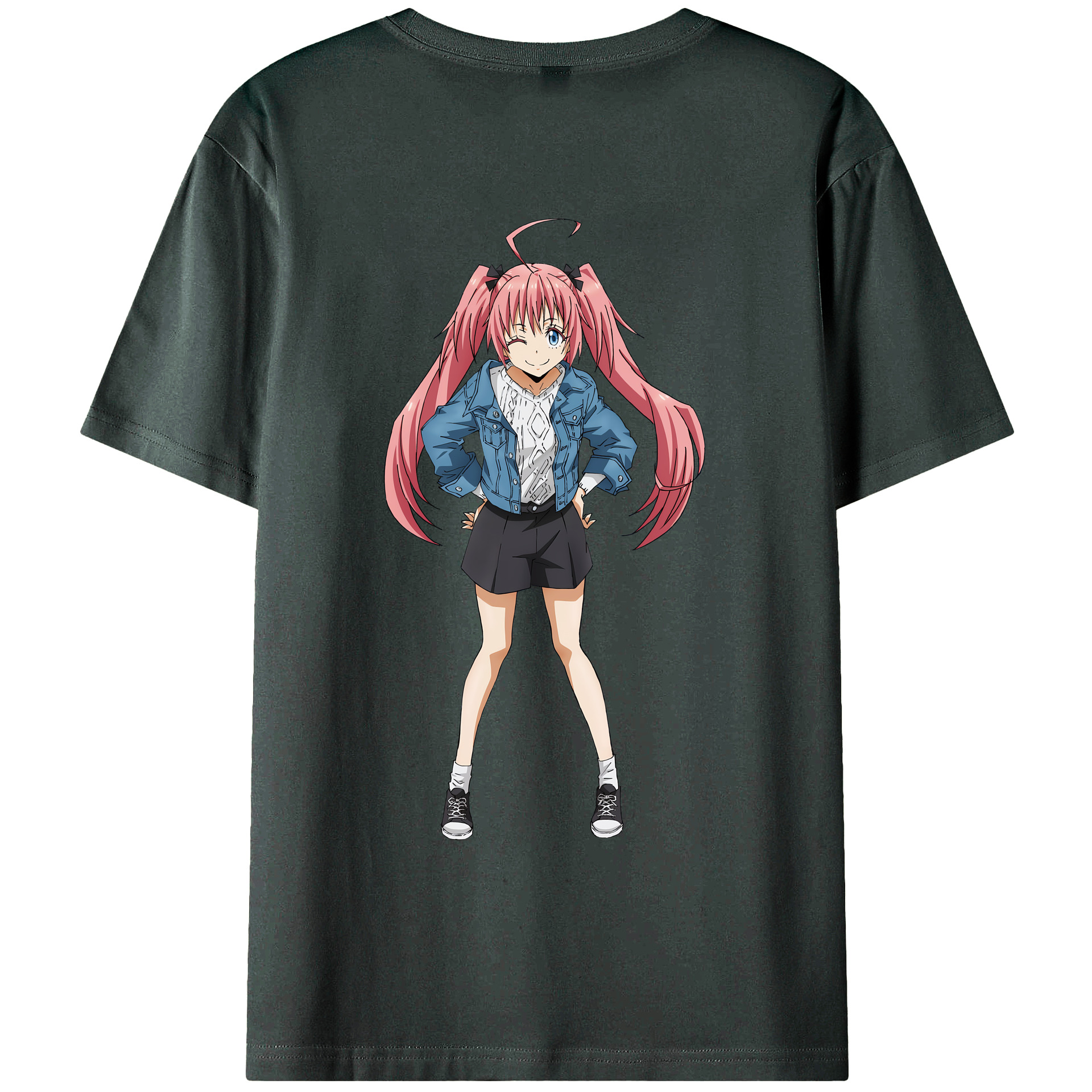 （画像用） 転スラ Regarding Reincarnated to Slime 綿100％ メンズ半袖Tシャツ（バックプリント） 通気性